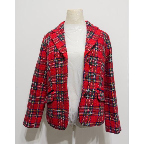 Talbots Jackets & Blazers - Talbots red plaid tweed blazer sz 10P Office Career Preppy Old Money Church